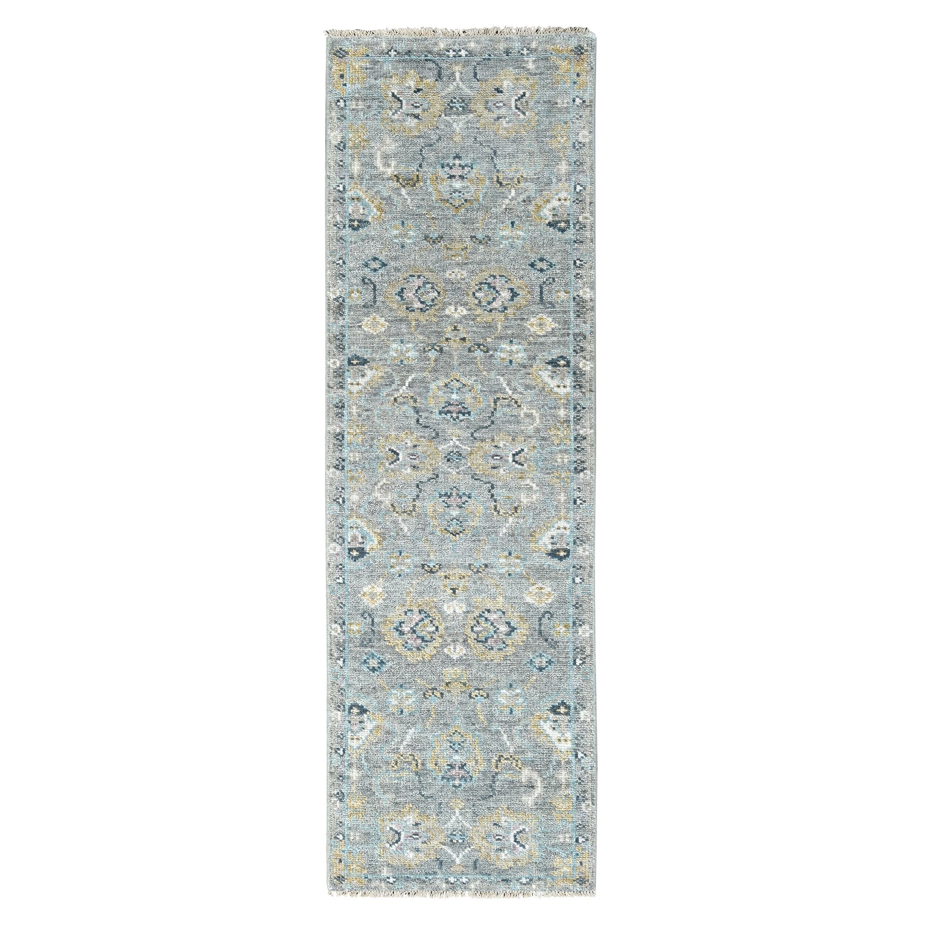 Fossil Gray, Supple Collection, Oushak Design, Hand Knotted, Lush and Plush, Pure Wool, Soft Pile, Tone On Tone, Veggie Dyes, Runner, Oriental Rug